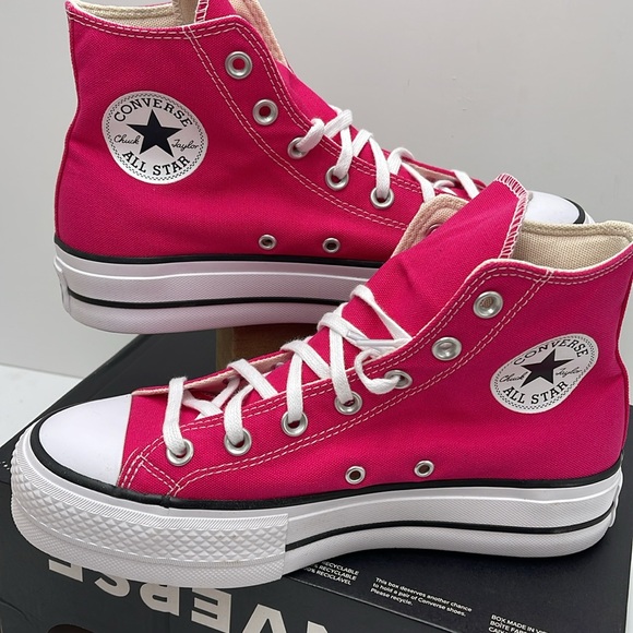 Converse WMNS CTAS LIFT HI CERISE PINK/WHITE/BLACK A08288F Platforms Sneakers - Picture 10 of 16